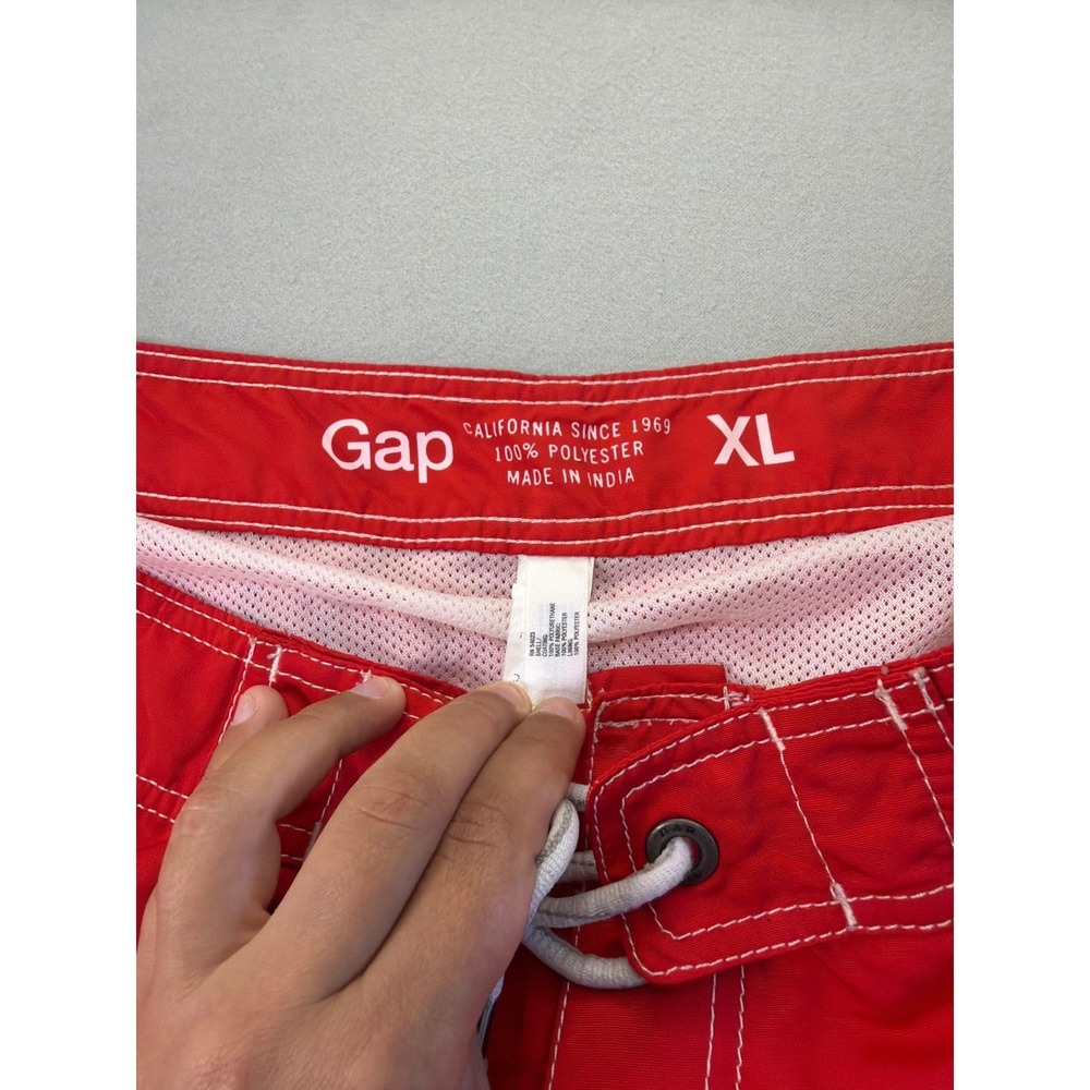 Gap Mens XL Red Board Shorts Swim Trunks Mesh Lined Drawstring Pocket 7.5" - Picture 3 of 8